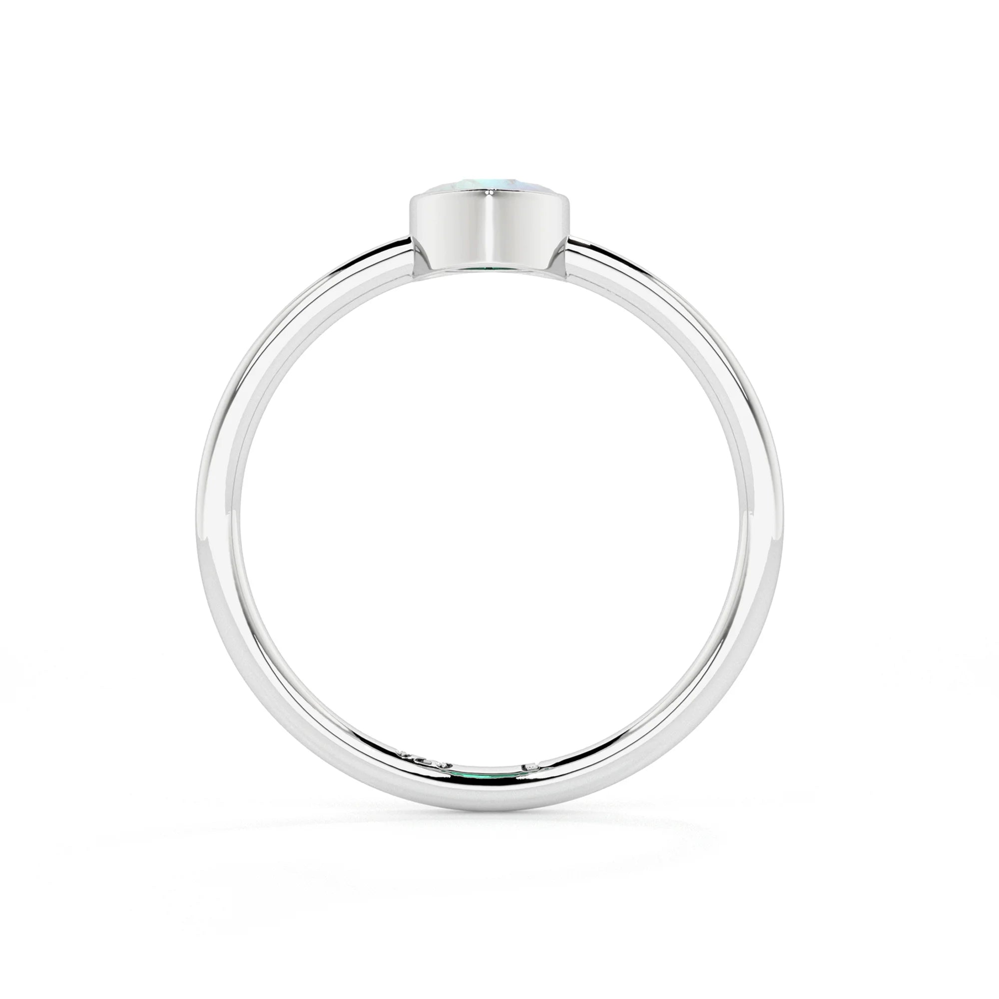 rainbow moonstone pear cut stackable bezel-set ring