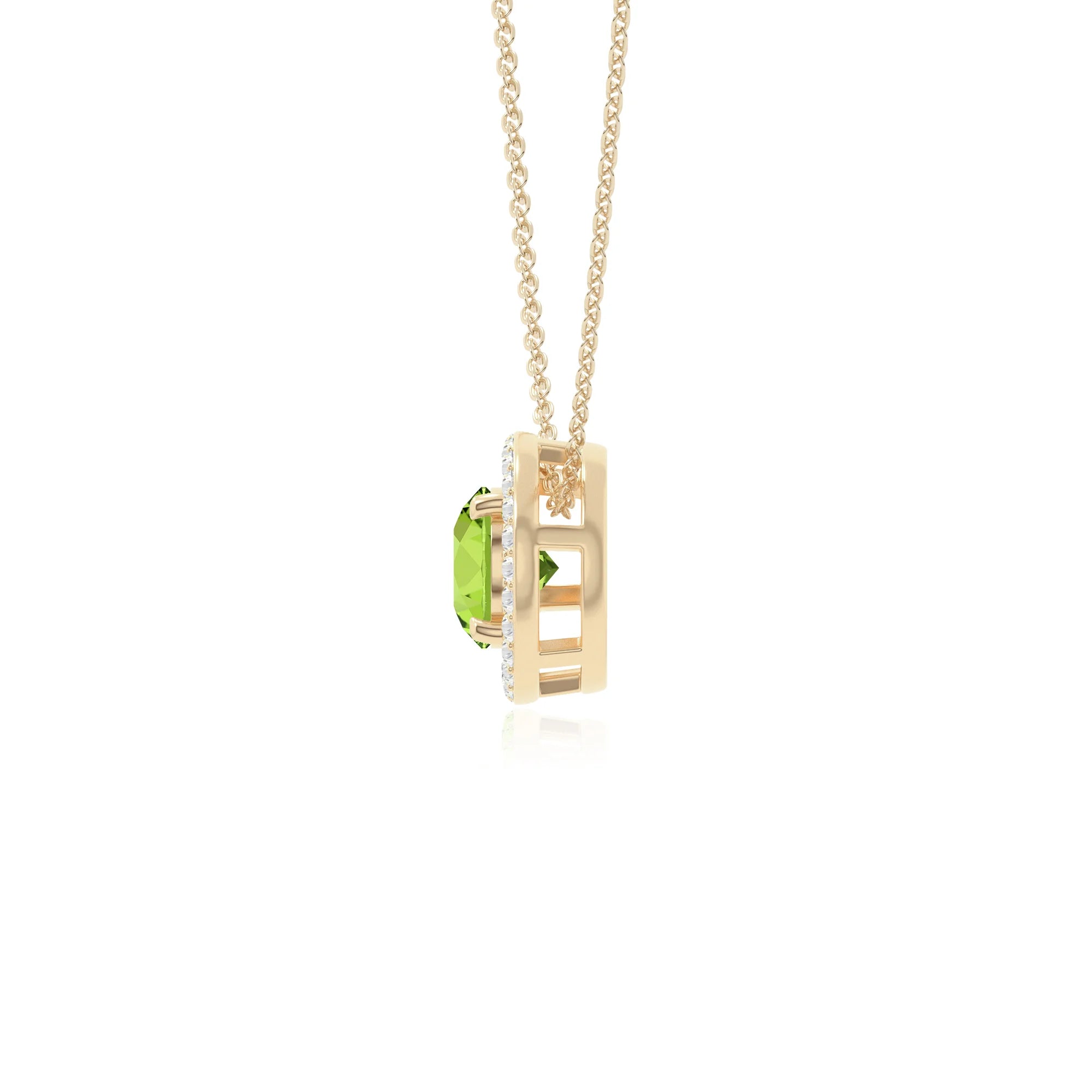 peridot solitaire halo necklaces in yellow gold vermeil 