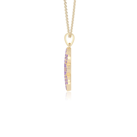 natural amethyst flower necklaces in yellow gold vermeil 