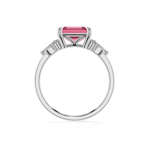 lab-grown pink-tourmaline emerald solitaire engagement ring