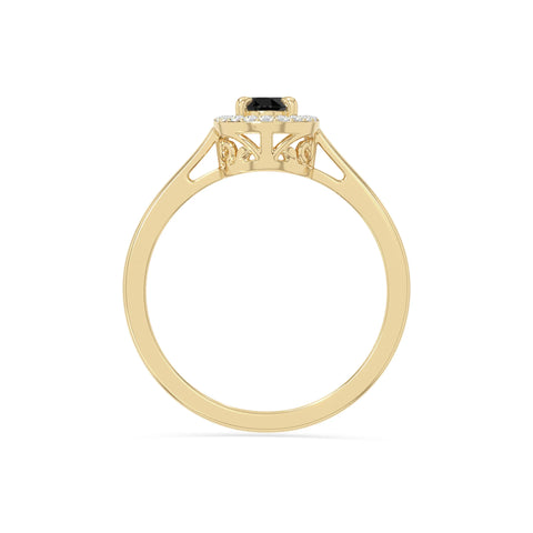 natural black onyx solitaire halo engagement rings in yellow gold vermeil