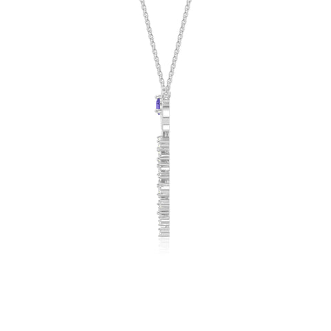natural tanzanite rose flower necklaces in sterling silver 
