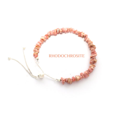 natural rhodochrosite rough shape bolo bracelet