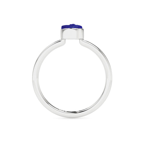 lapis-lazuli rough shape stackable bezel-set ring