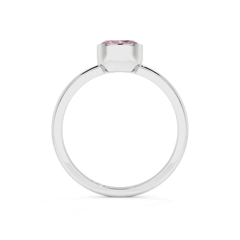 pink tourmaline round cut stackable bezel-set ring