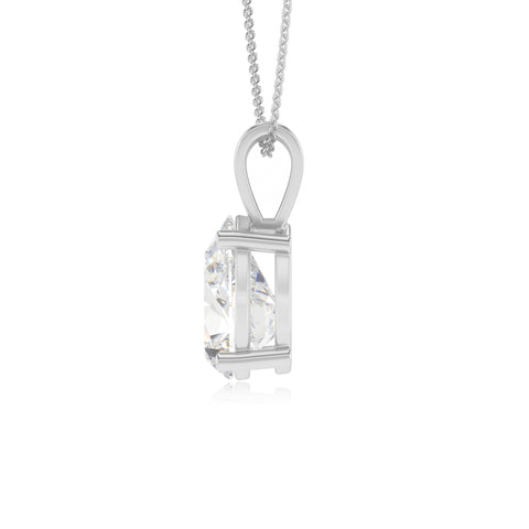 lab grown moissanite pear shape solitaire v-bale pendant necklace