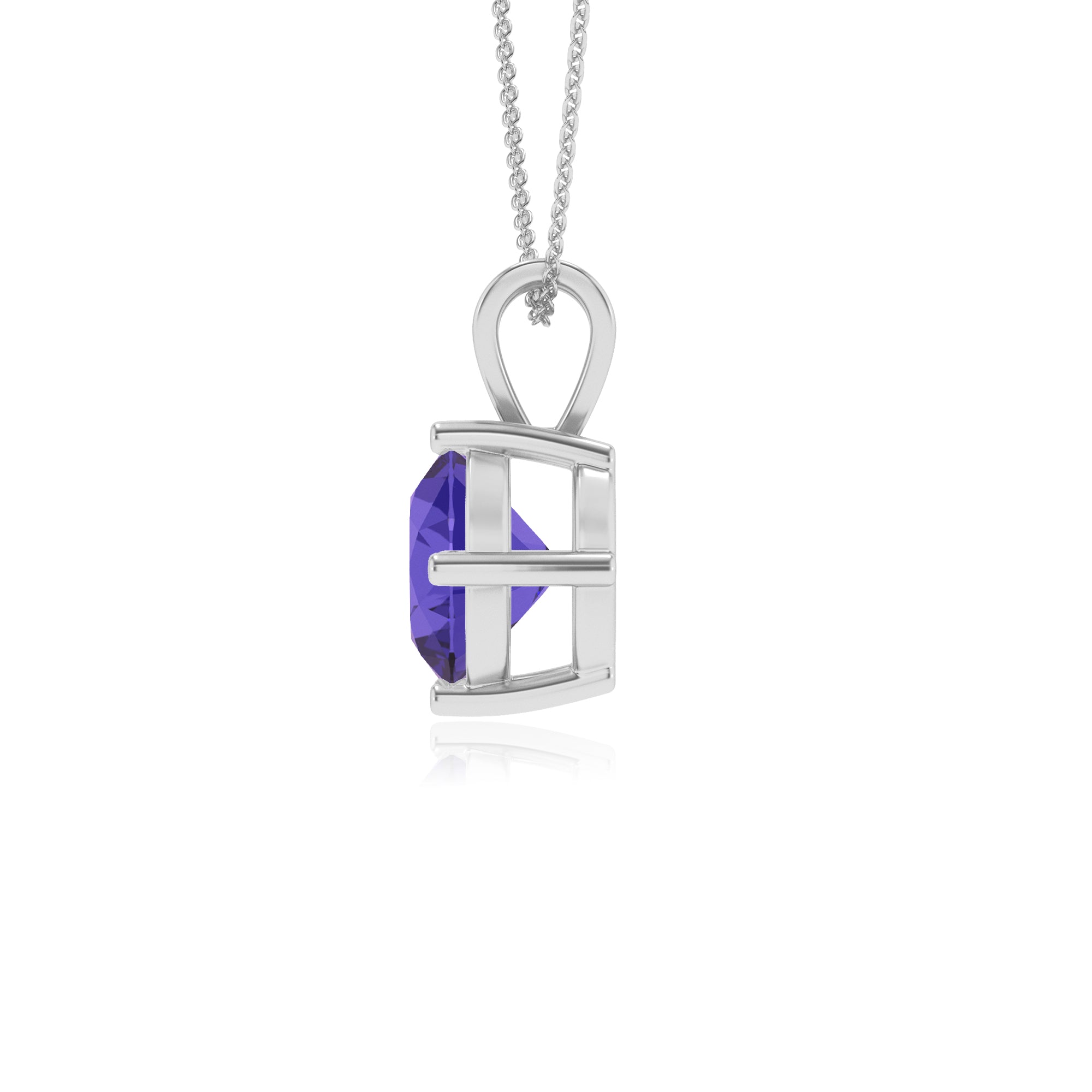 lab grown tanzanite round shape solitaire v-bale pendant necklace