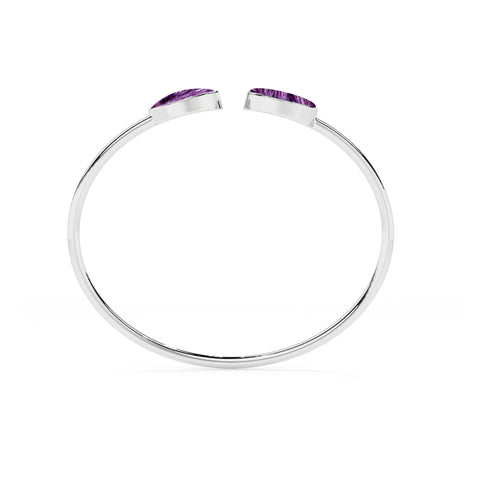 natural charoite oval-marquise shape twister bracelet