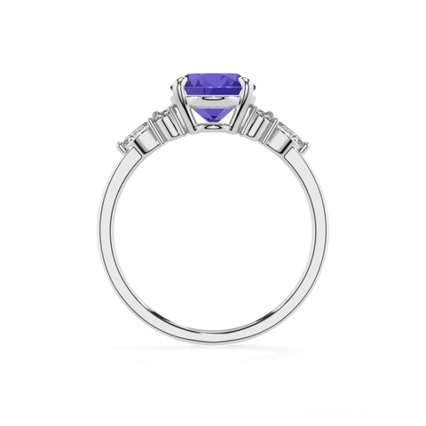 lab-grown tanzanite oval solitaire engagement ring