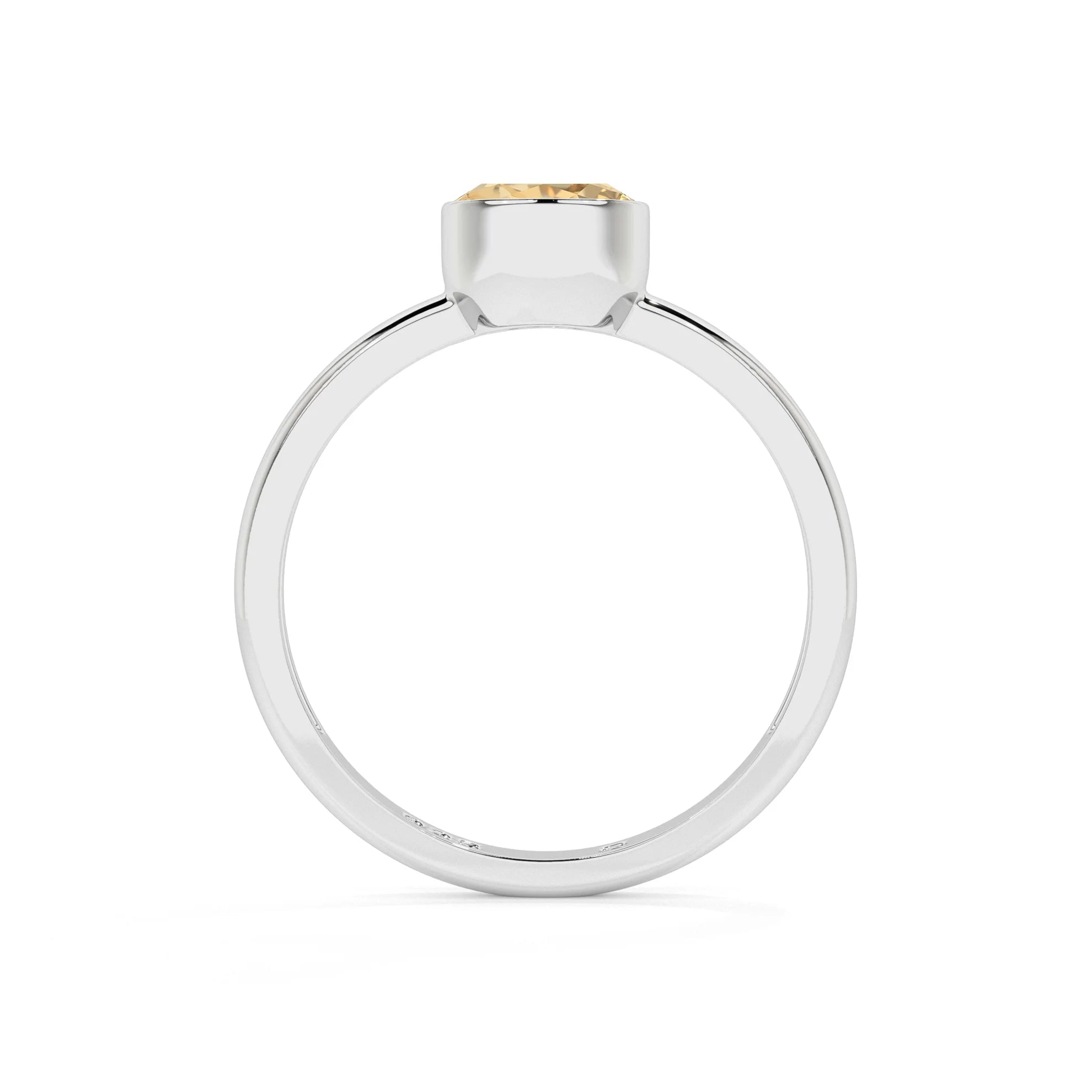 citrine round cut stackable bezel-set ring