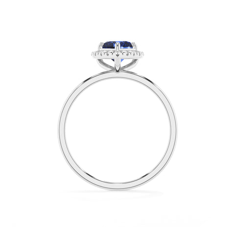 lab-grown blue-sapphire heart halo solitaire engagement ring