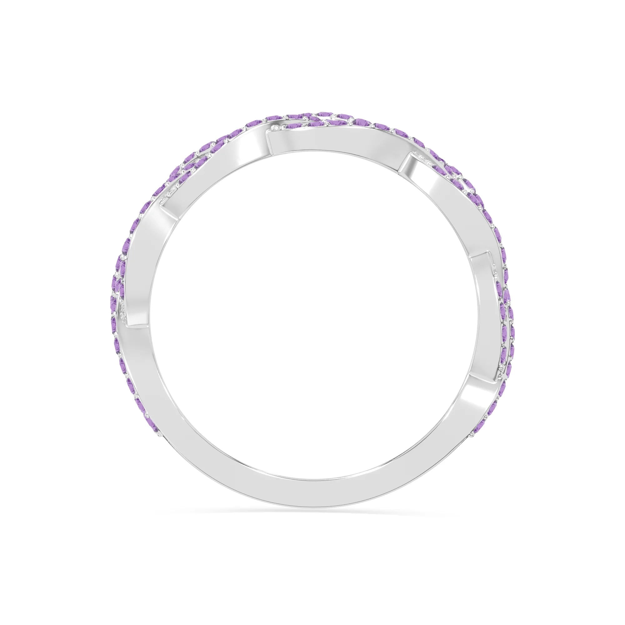 natural amethyst twisted braided wedding band rings in sterling silver 