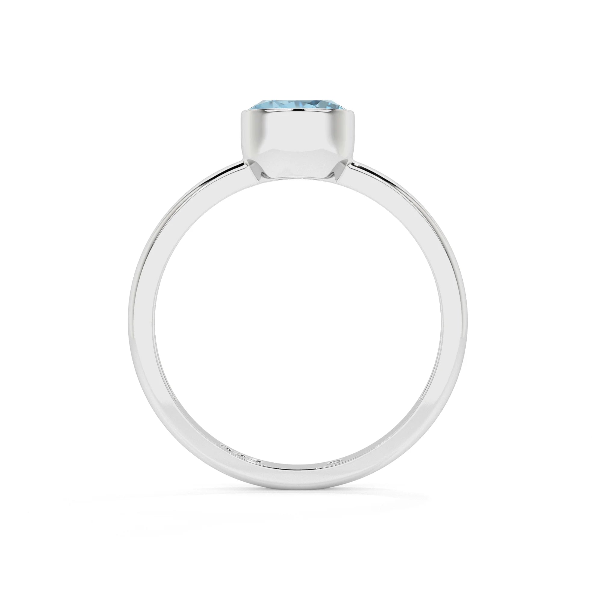 swiss blue topaz round cut stackable bezel-set ring