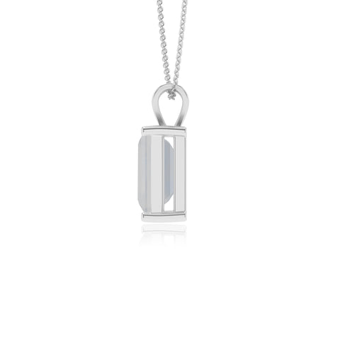 natural rainbow moonstone emerald-cut shape solitaire v-bale pendant necklace