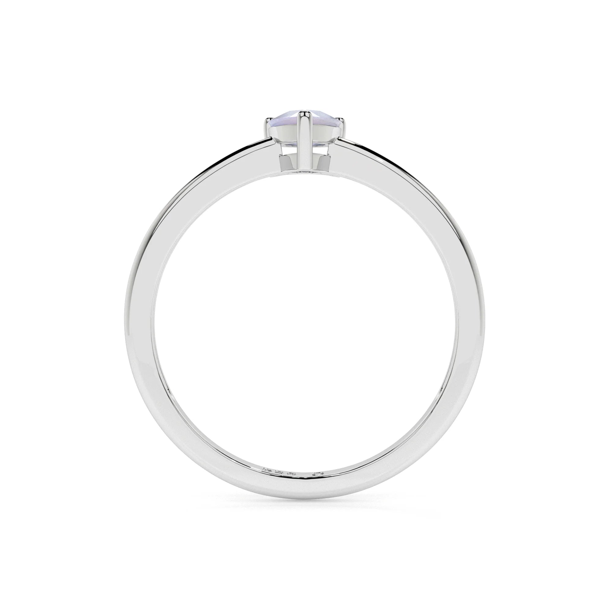 rainbow moonstone pear cut stackable prong-set ring