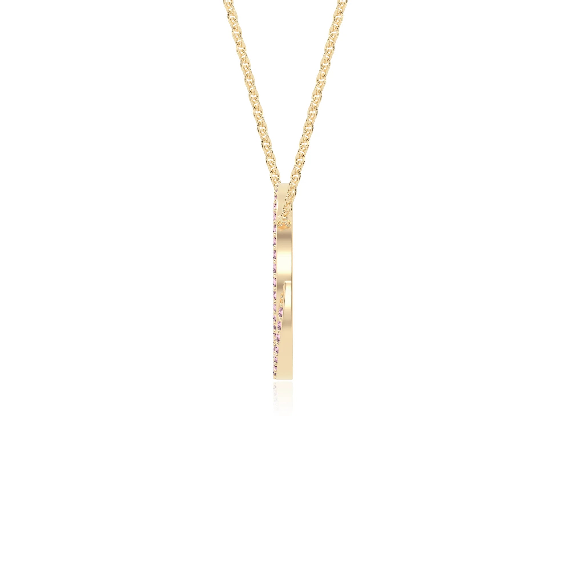 natural pink-tourmaline infinity love knot necklaces in yellow gold vermeil 