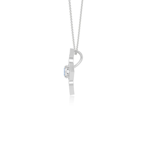rainbow moonstone 4 petal flower necklaces in sterling silver 