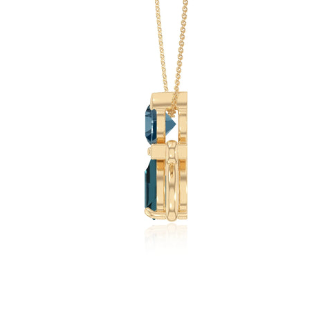 natural london-blue-topaz heart in heart necklaces in yellow gold vermeil 