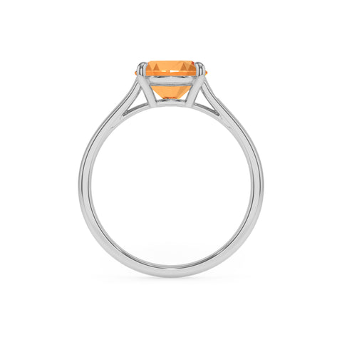 lab grown citrine cushion solitaire engagement ring