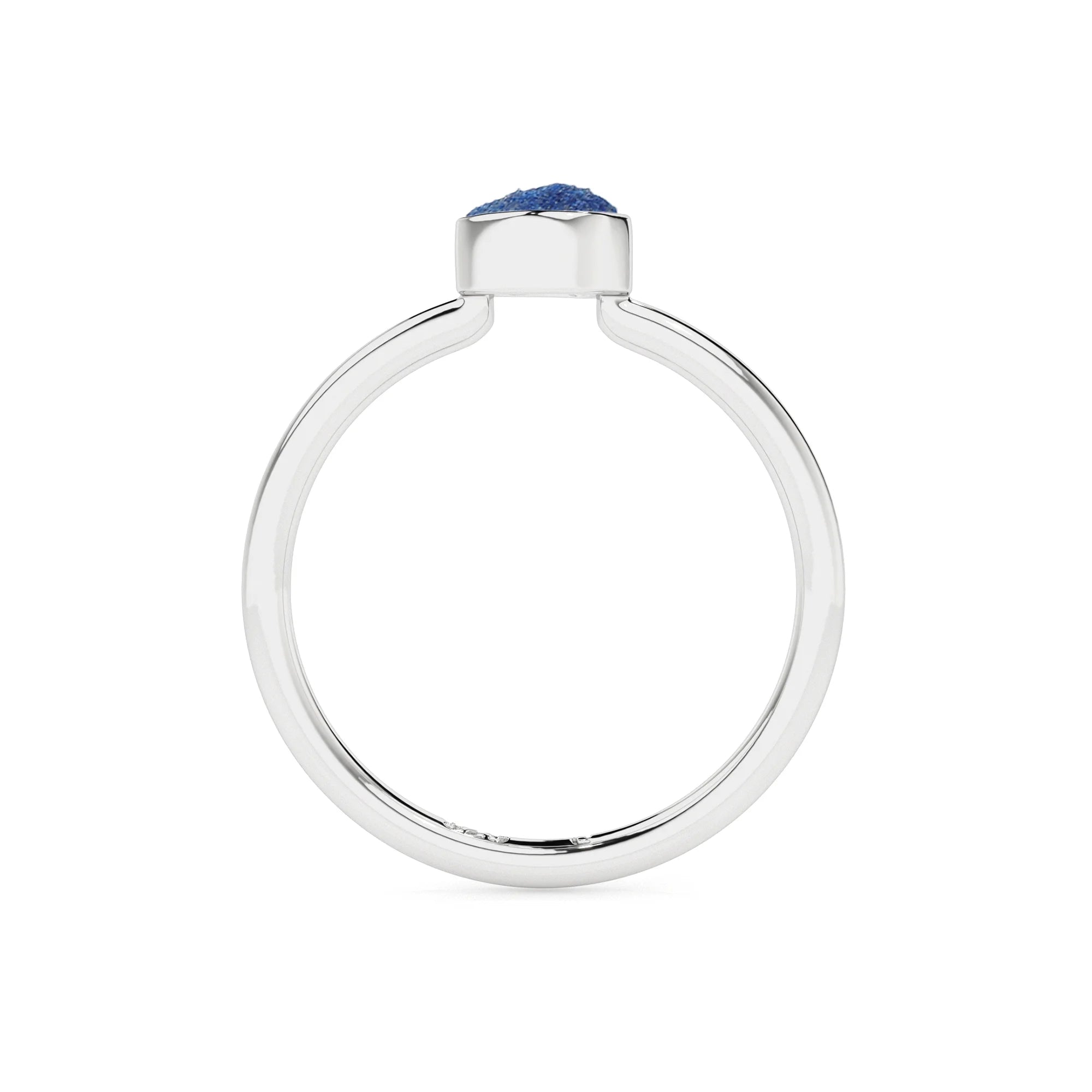 azurite rough shape stackable bezel-set ring