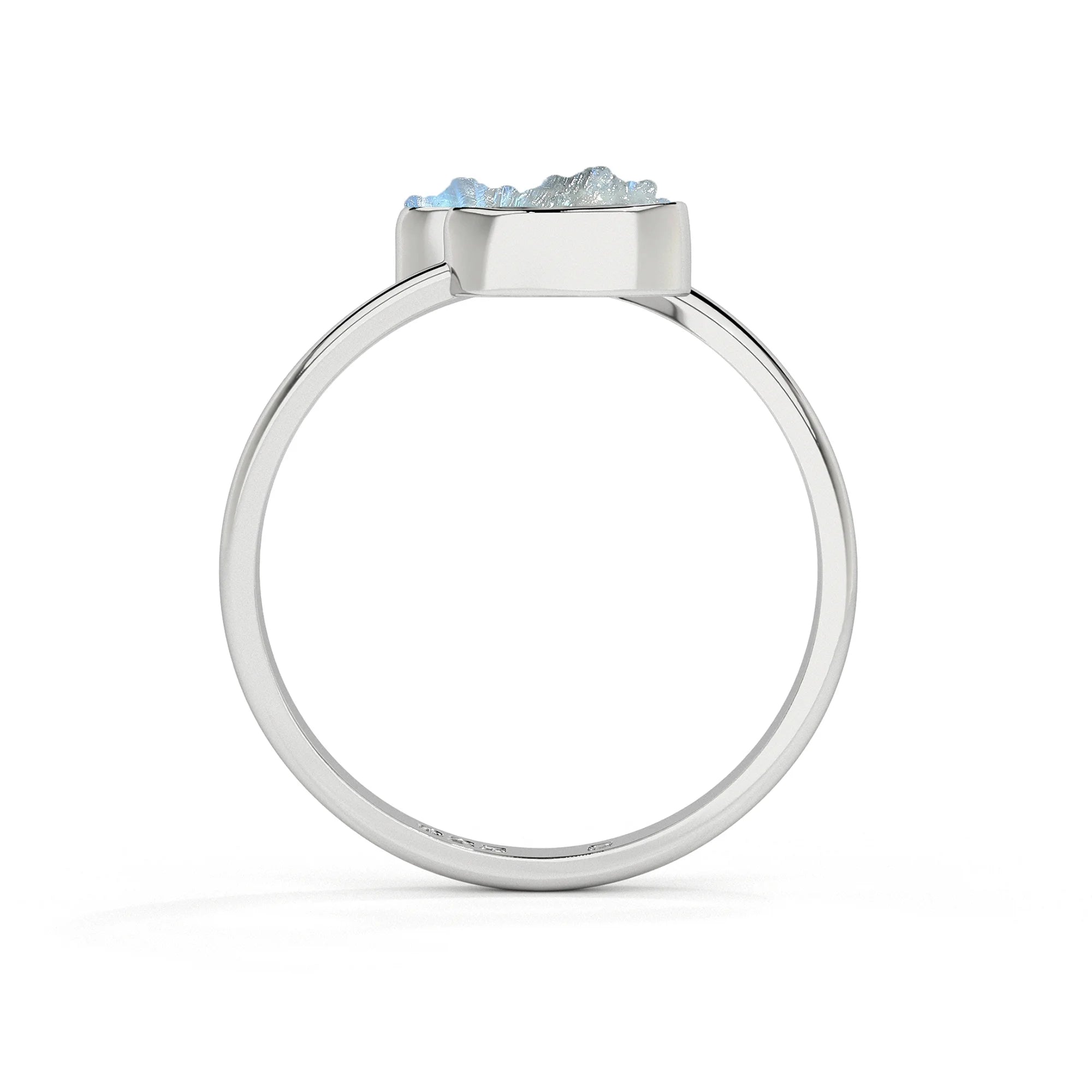 rainbow-moonstone rough shape stackable bezel-set ring