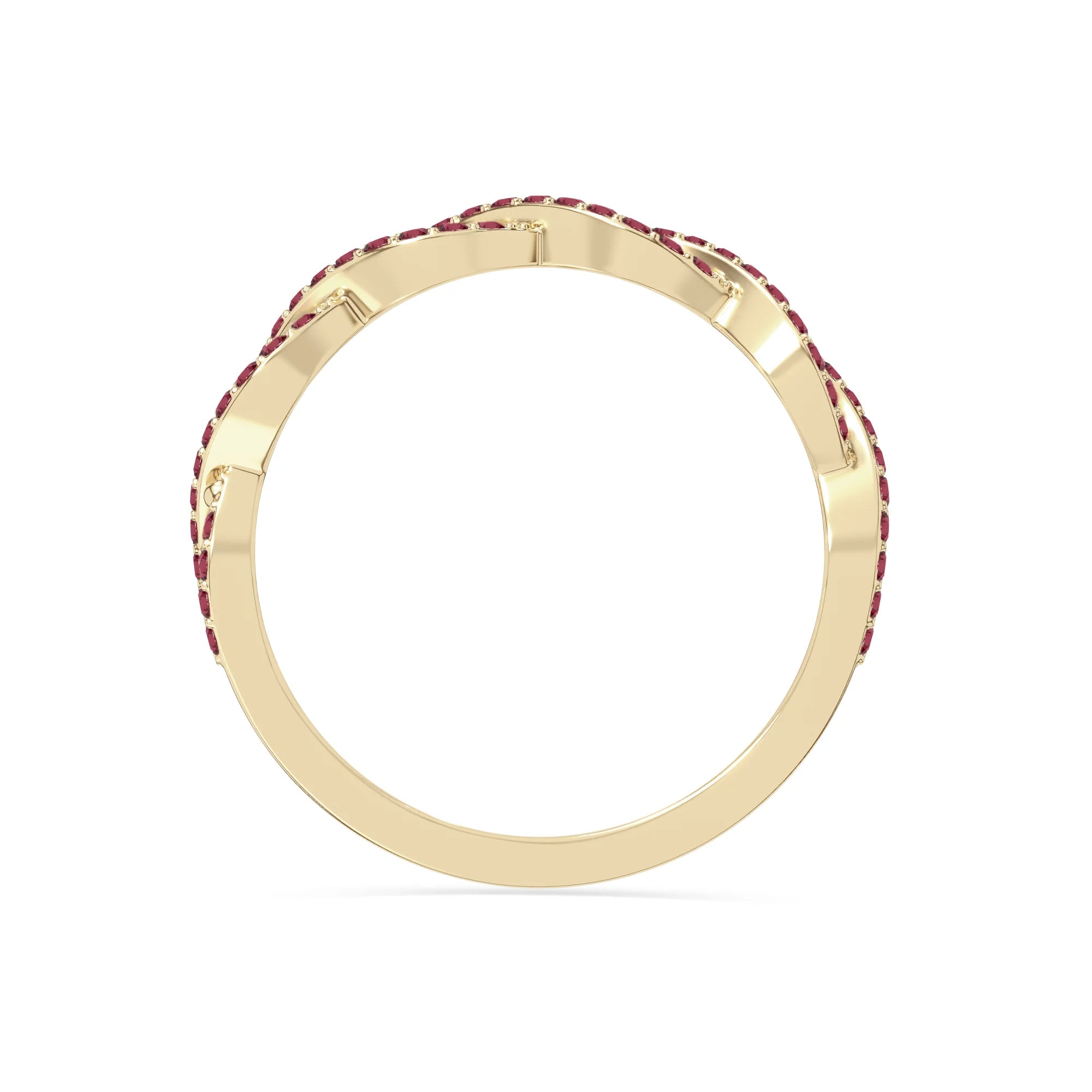 natural ruby twisted wedding band rings in yellow gold vermeil