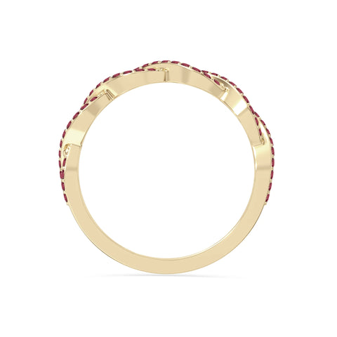 natural ruby twisted wedding band rings in yellow gold vermeil