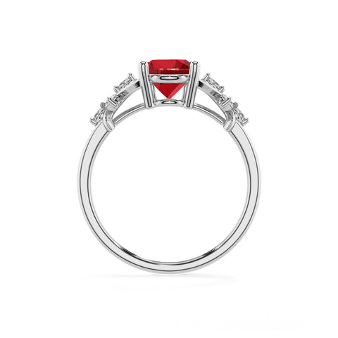 lab-grown ruby pear criss cross solitaire engagement ring