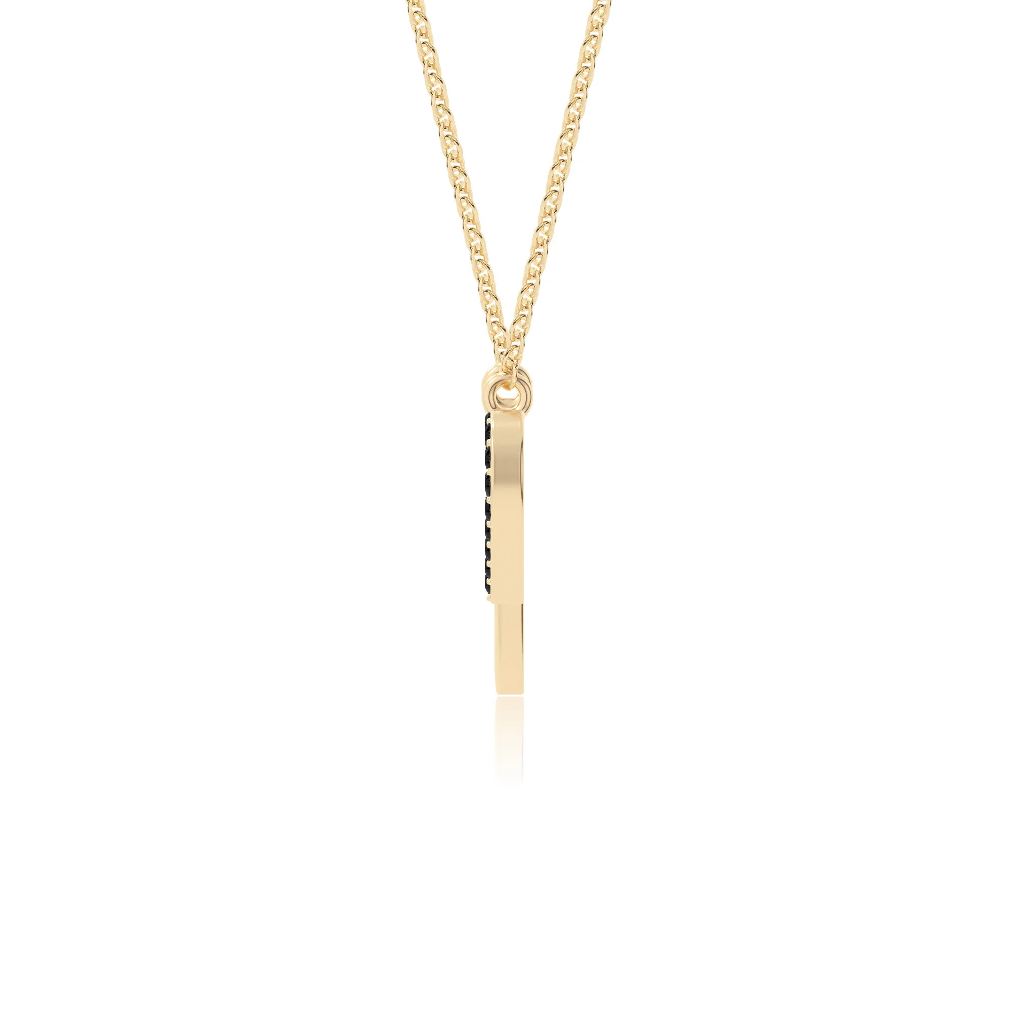 natural black-onyx heartbeat necklaces in yellow gold vermeil 