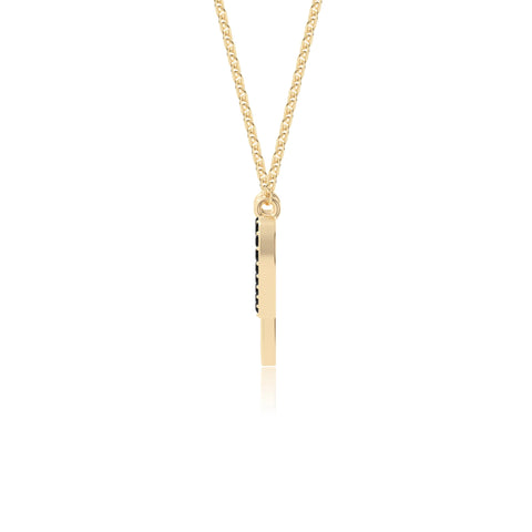 natural black-onyx heartbeat necklaces in yellow gold vermeil 