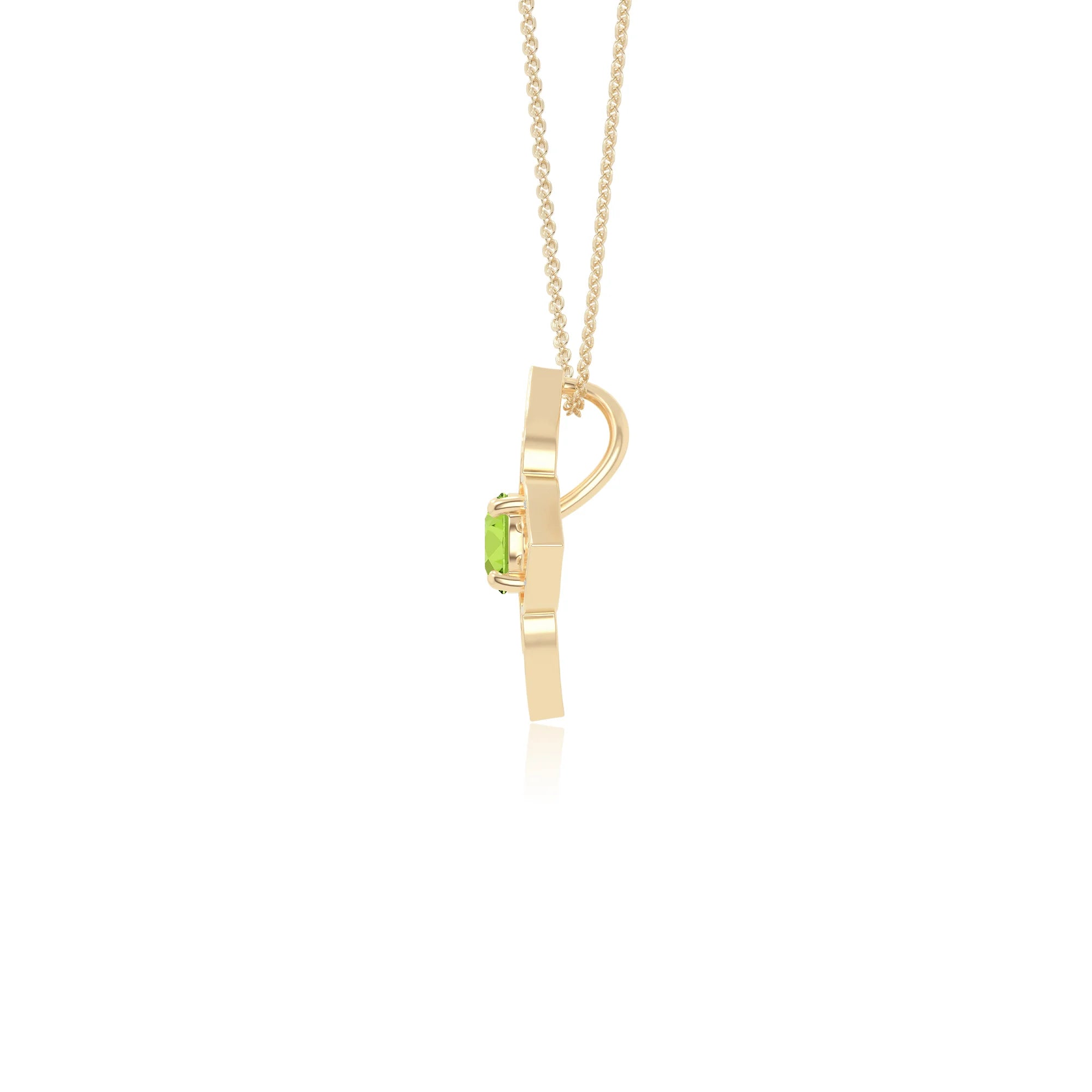 peridot 4 petal flower necklaces in yellow gold vermeil 