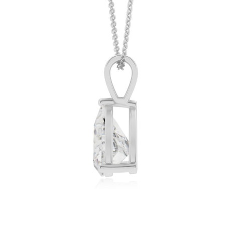 lab grown moissanite trillion shape solitaire v-bale pendant necklace