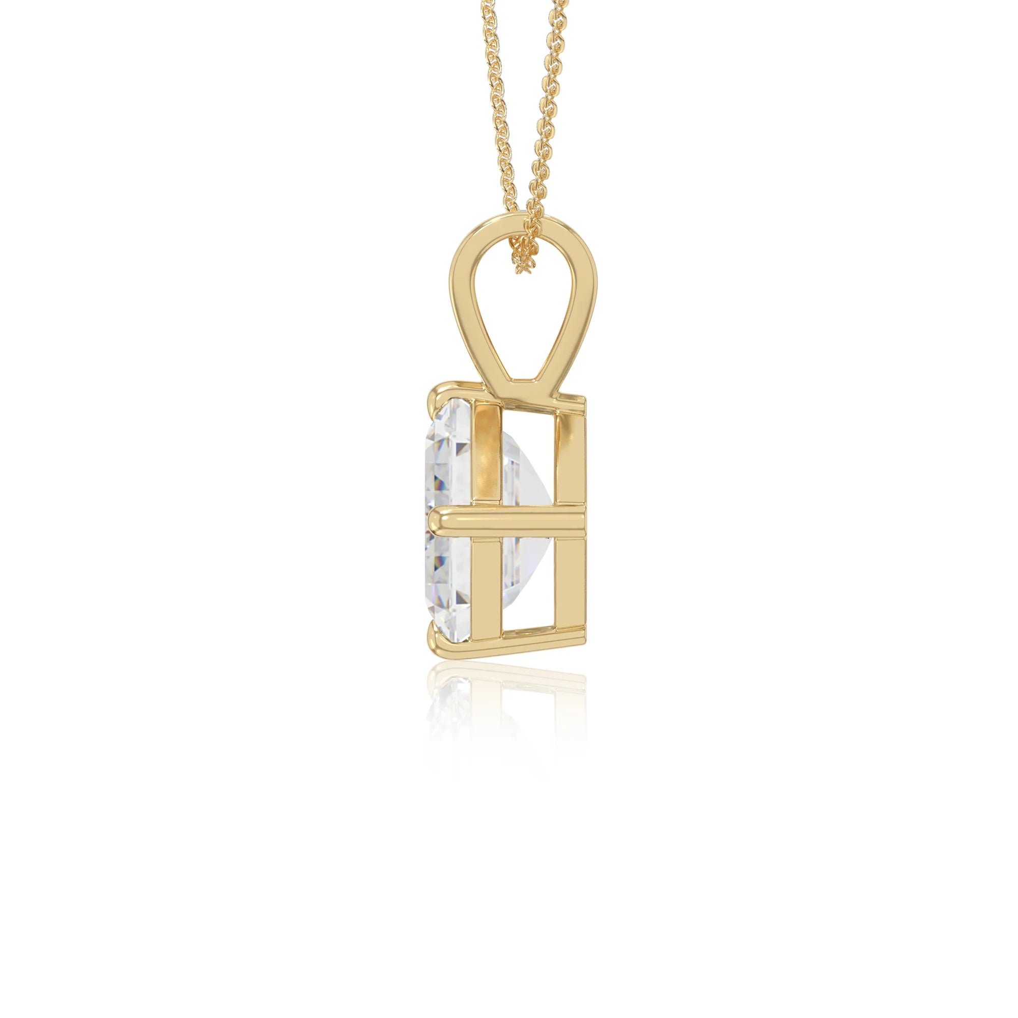 moissanite v-bale solitaire necklaces in yellow gold vermeil 