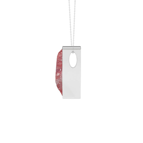 natural pink-moonstone bullet shape pendant necklace