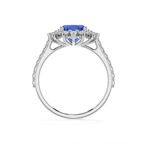 lab-grown blue-sapphire round half eterity halo solitaire engagement ring