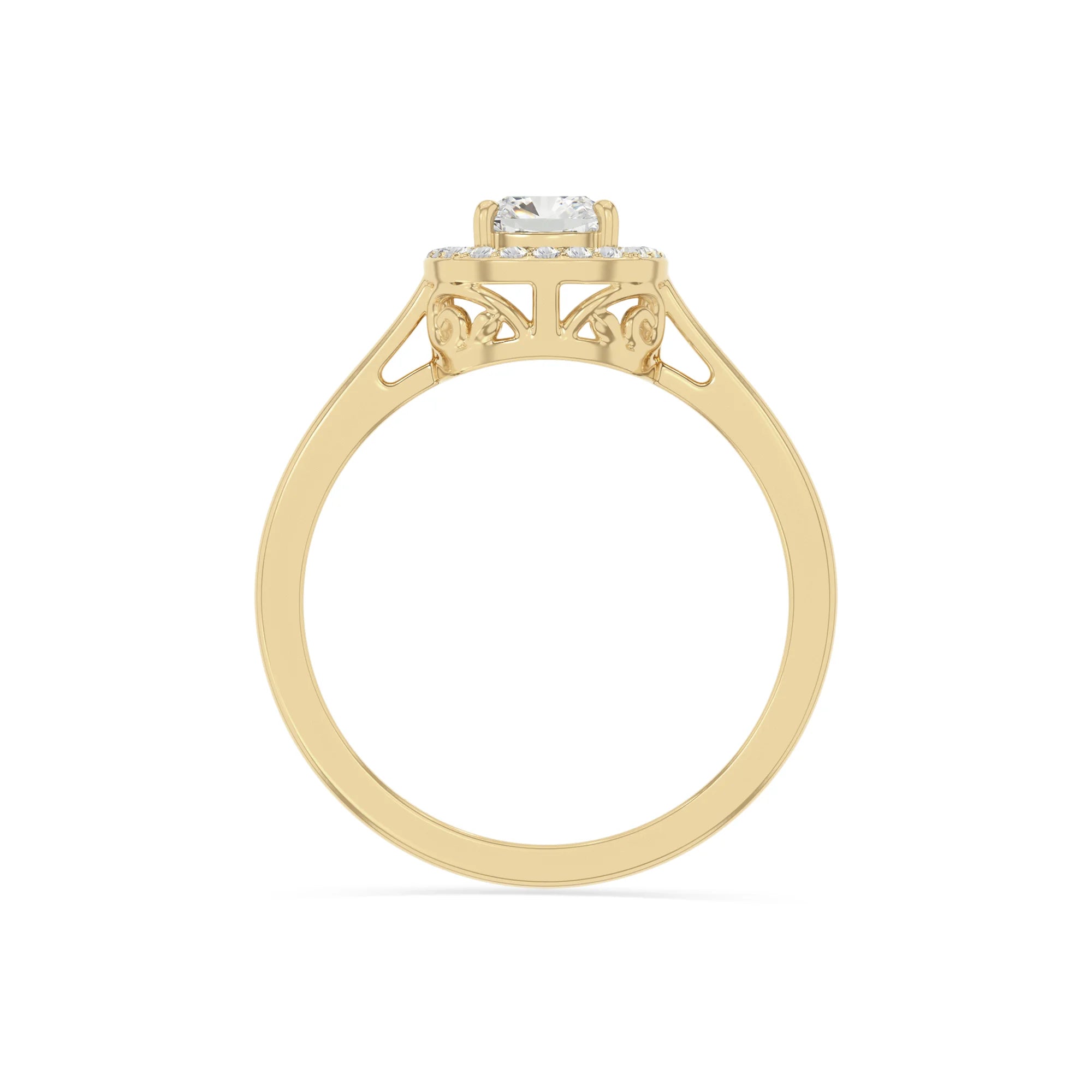 natural moissanite solitaire halo engagement rings in yellow gold vermeil
