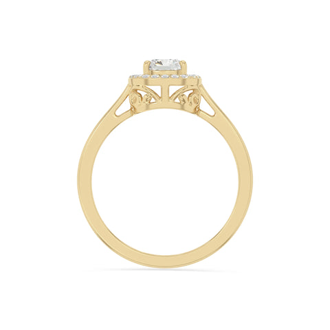 natural moissanite solitaire halo engagement rings in yellow gold vermeil