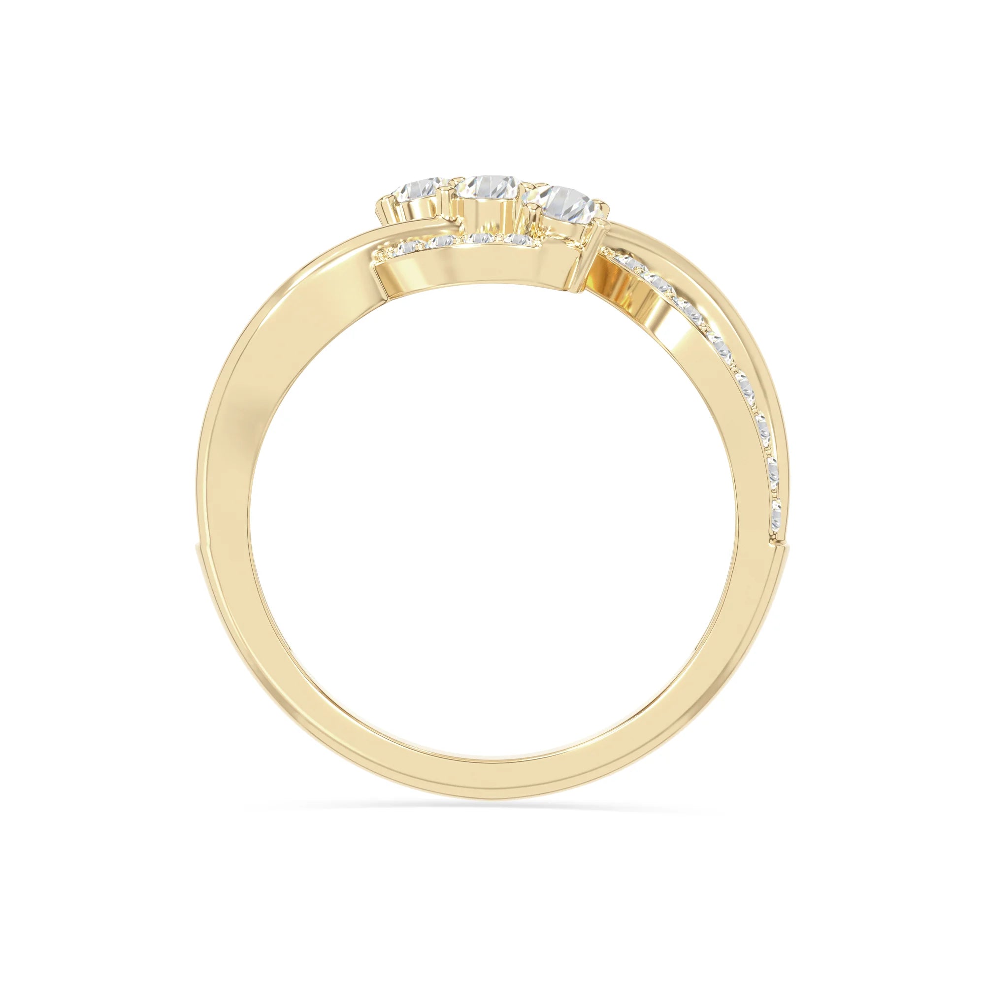 natural moissanite infinity promise rings in yellow gold vermeil