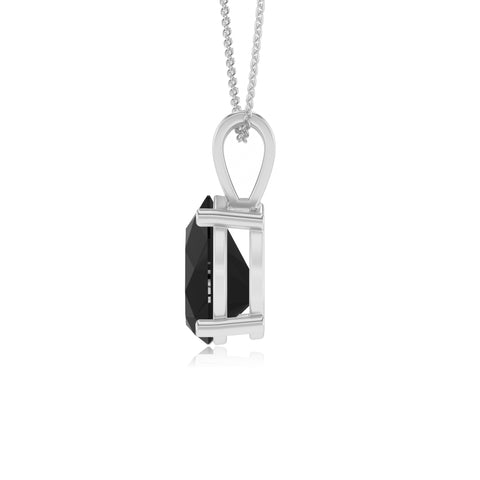 natural black-onyx pear shape solitaire v-bale pendant necklace