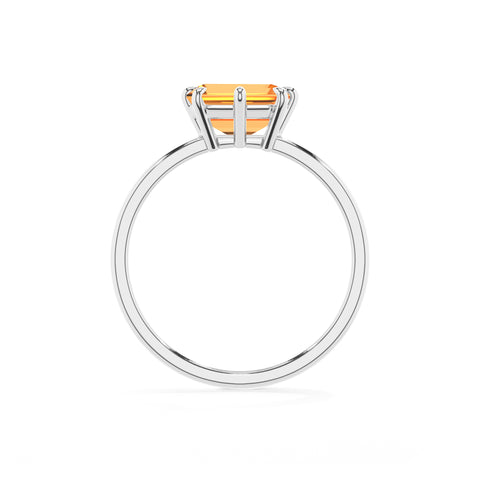 lab-grown citrine emerald solitaire engagement ring