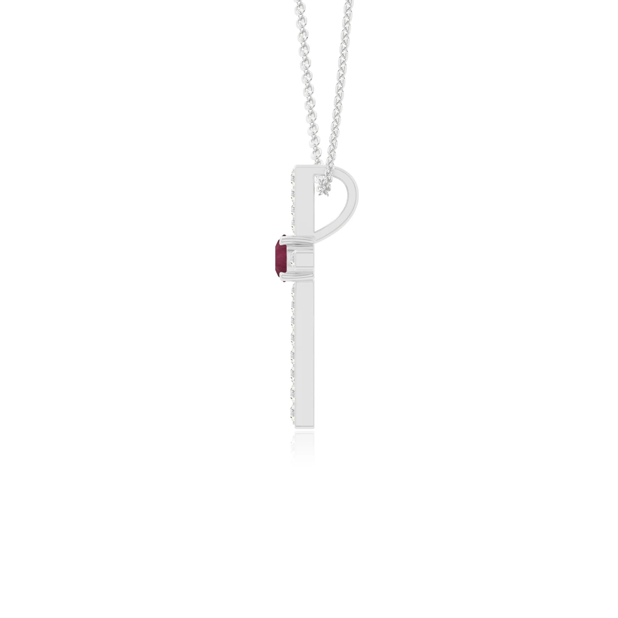 natural ruby cross necklaces in sterling silver 