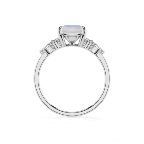 natural rainbow-moonstone cushion solitaire engagement ring