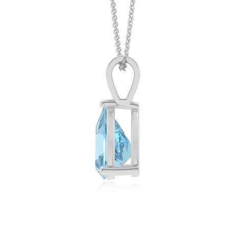 lab grown aquamarine trillion shape solitaire v-bale pendant necklace