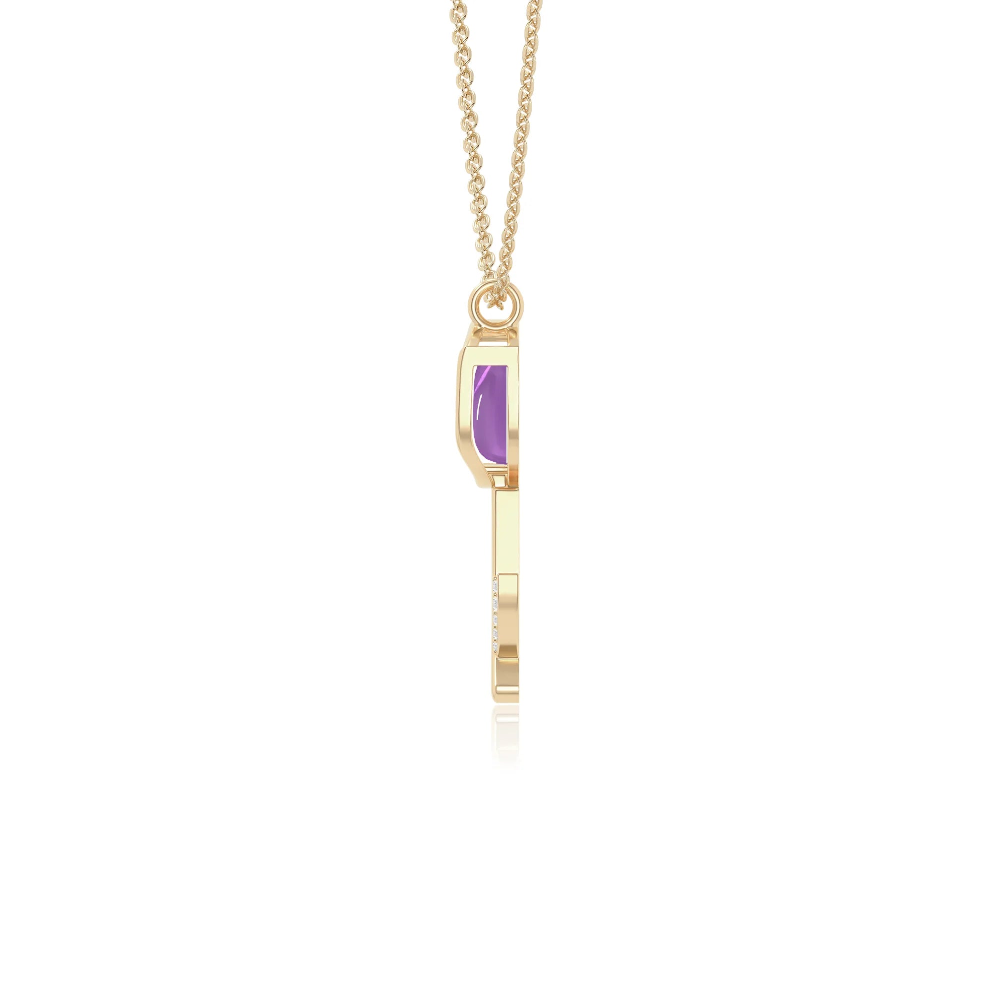 natural amethyst tulip necklaces in yellow gold vermeil 