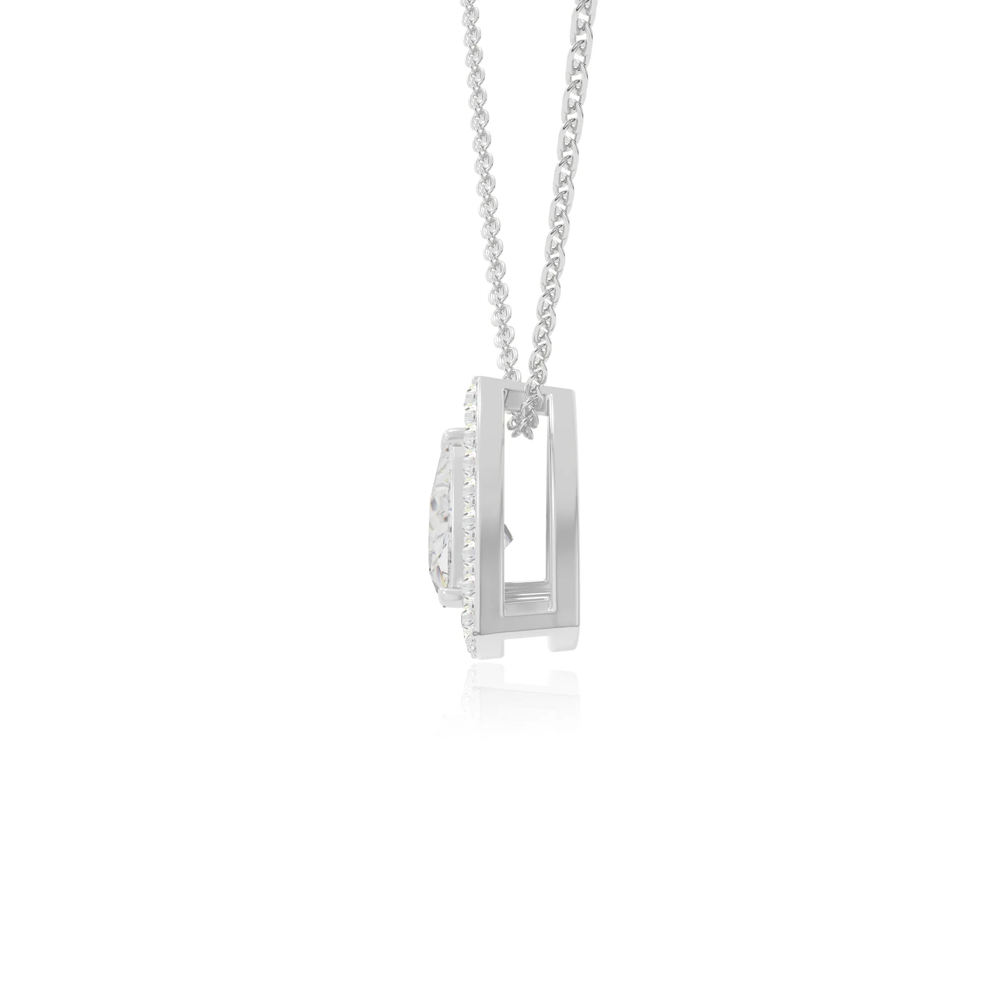 moissanite solitaire halo necklaces in sterling silver 