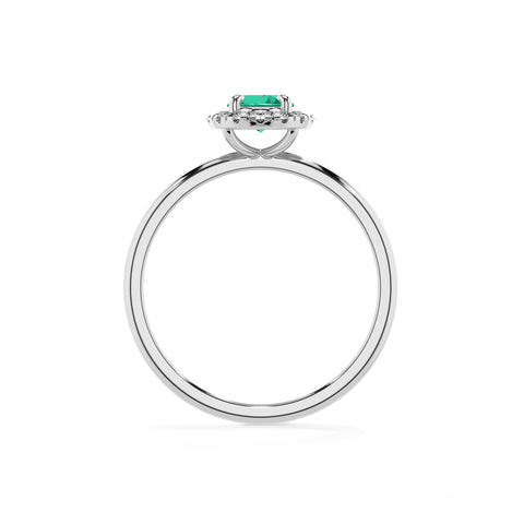 lab-grown emerald oval halo solitaire engagement ring