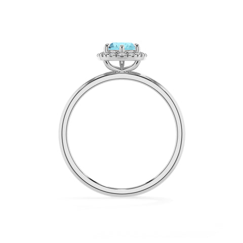 lab grown aquamarine pear halo solitaire engagement ring