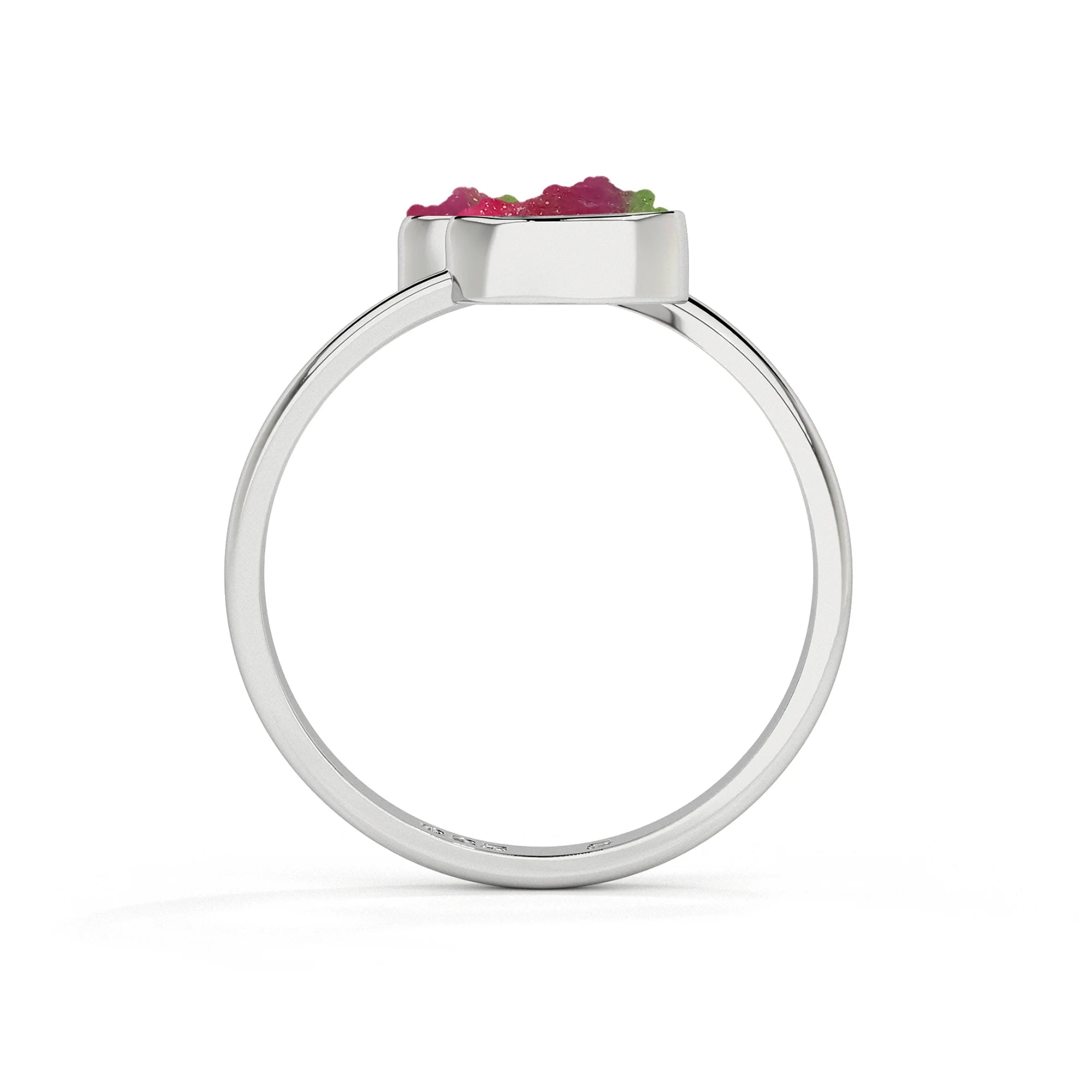 ruby-zoisite rough shape stackable bezel-set ring