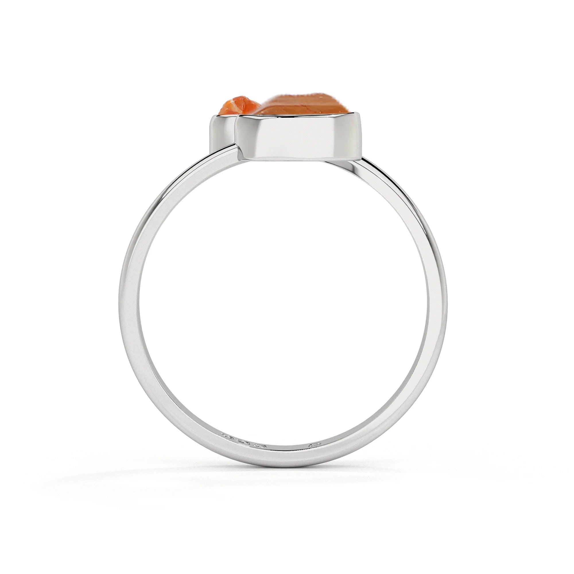 carnelian rough shape stackable bezel-set ring