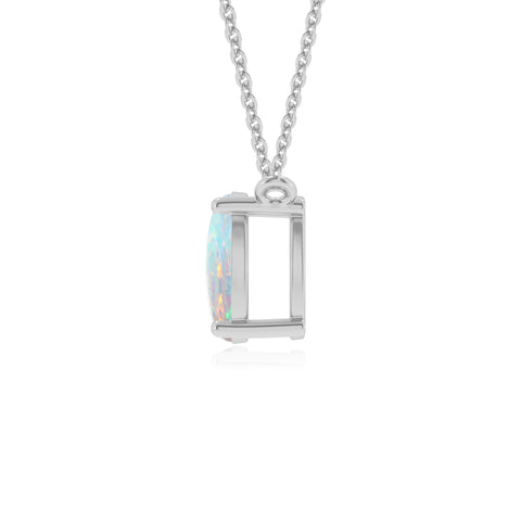 lab grown opal oval shape solitaire v-bale pendant necklace